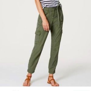 COPY - LOFT Olive green cargo joggers w/ tie
